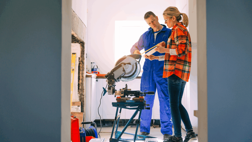 Contractor guiding homeowner through renovation details