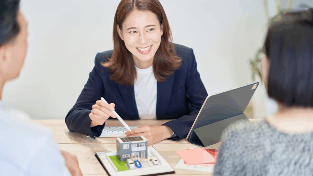 Tax professional happily helps her client regarding their property tax